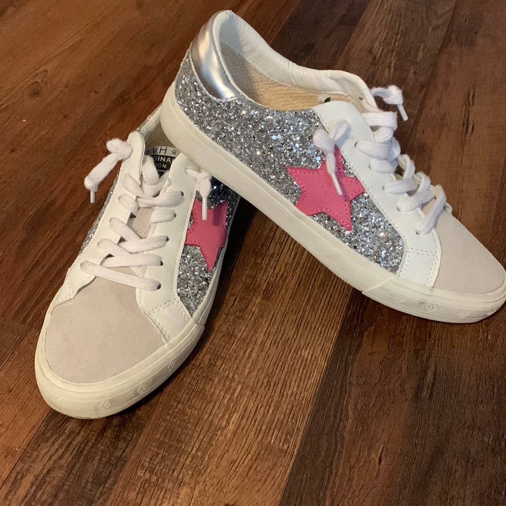Vintage Havana Sneakers Silver Glitter with Pink Star